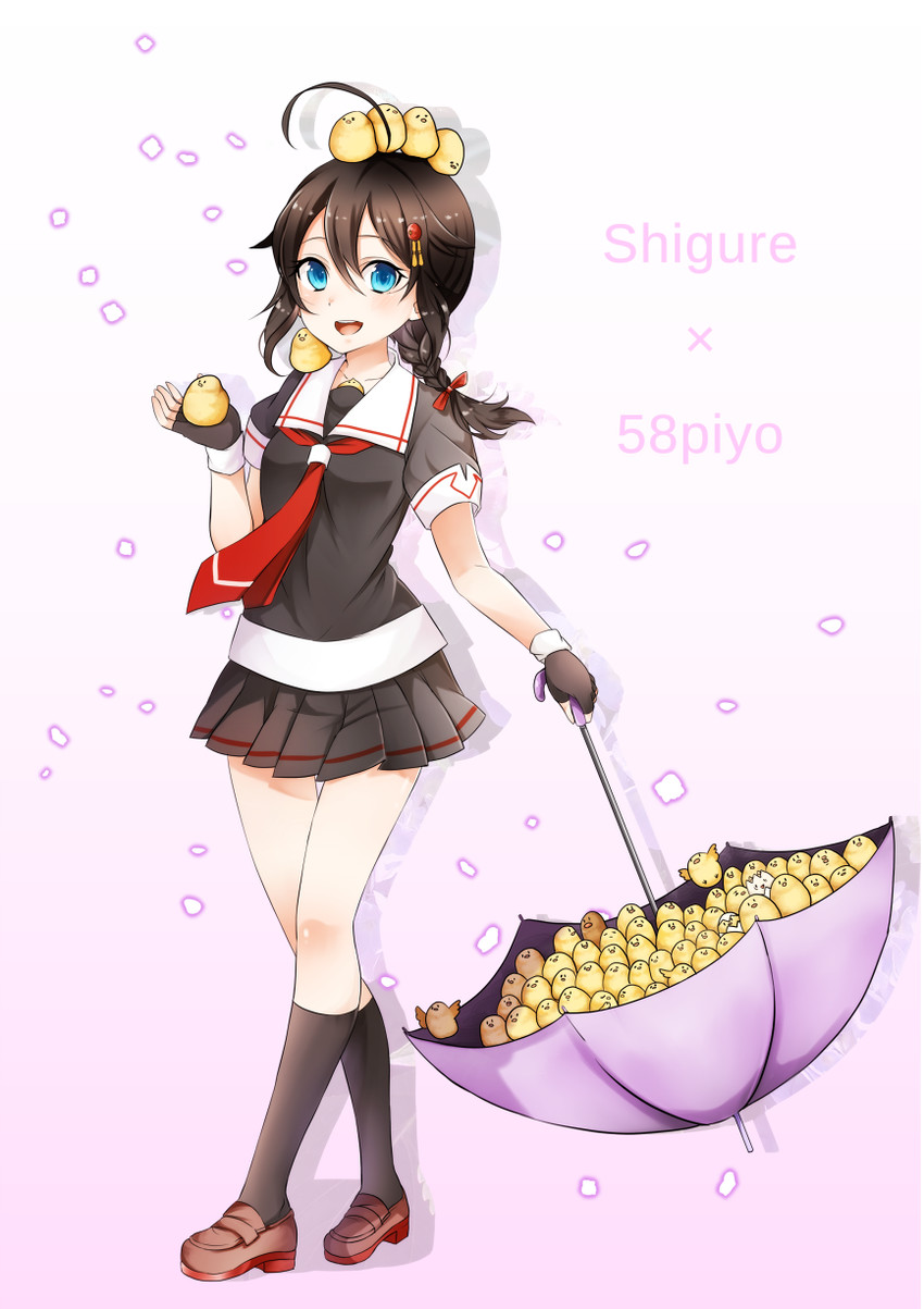 shigure, shigure kai ni, togepi, and diglett (kantai collection and 1 more) drawn by mashiro_aa
