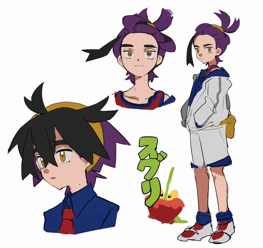 kieran and dipplin (pokemon and 1 more) drawn by shichibee_(stm_mimi)