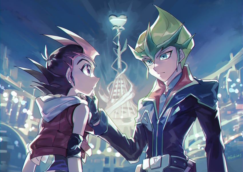 tsukumo yuma and tenjou kaito (yu-gi-oh! and 1 more) drawn by fushitasu