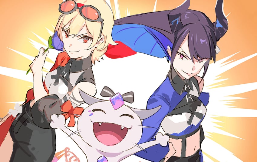 nerissa ravencroft, koseki bijou, jessie, james, meowth, and 1 more (pokemon and 3 more) drawn by pako_(pakosun)