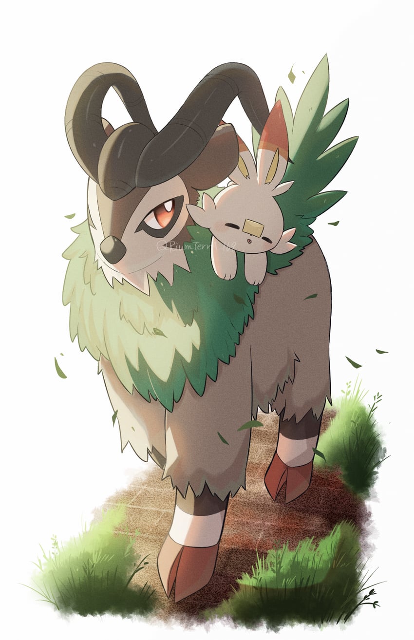 scorbunny and gogoat (pokemon) drawn by riumterra_169