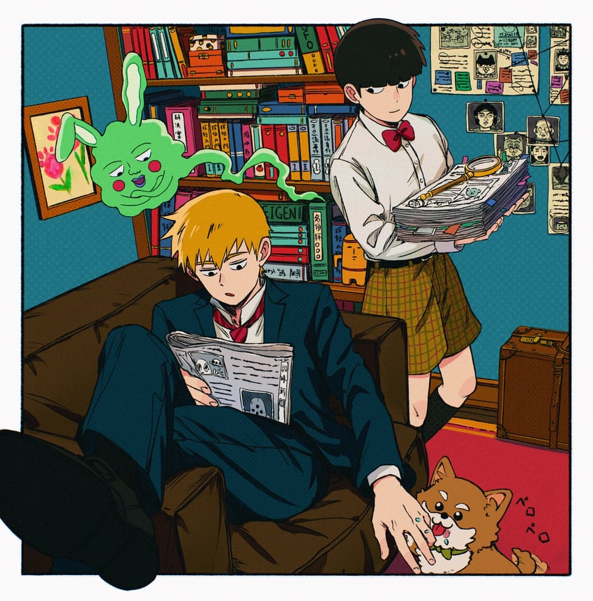 kageyama shigeo, reigen arataka, ekubo, and alien (mob psycho 100) drawn by cm_wm