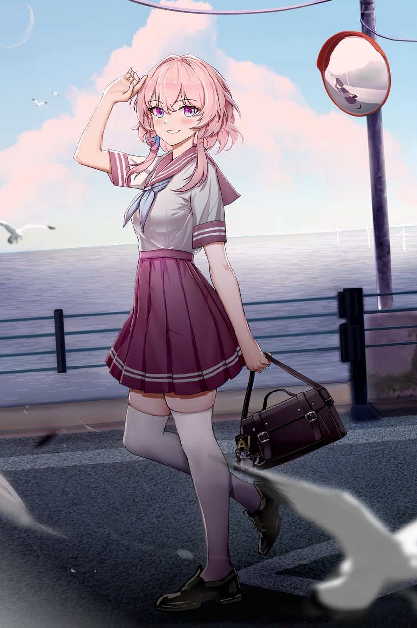 march 7th and pom-pom (honkai and 1 more) drawn by wangzili_shitoumen