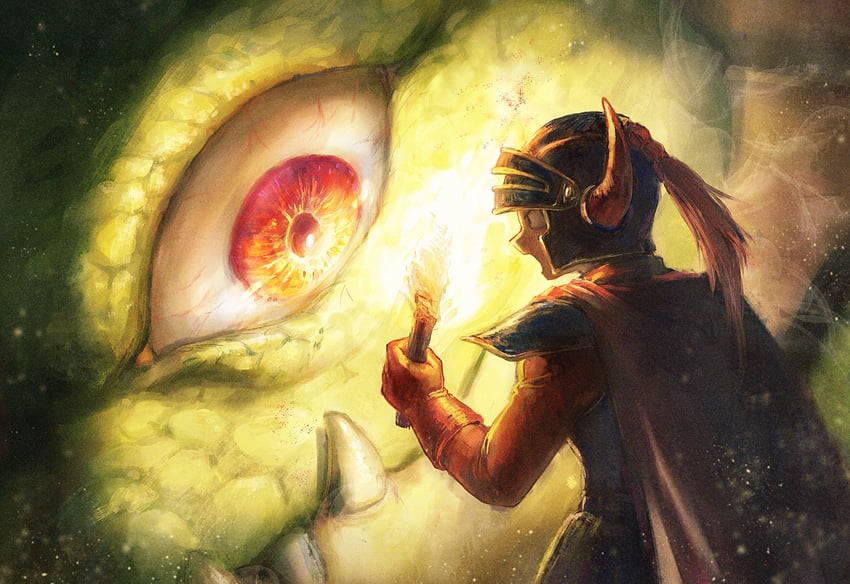 hero and green dragon (dragon quest and 1 more) drawn by yuza