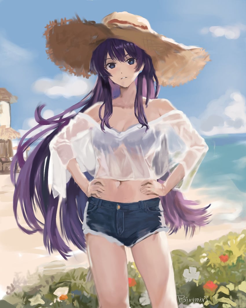 senjougahara hitagi (monogatari) drawn by bilimili