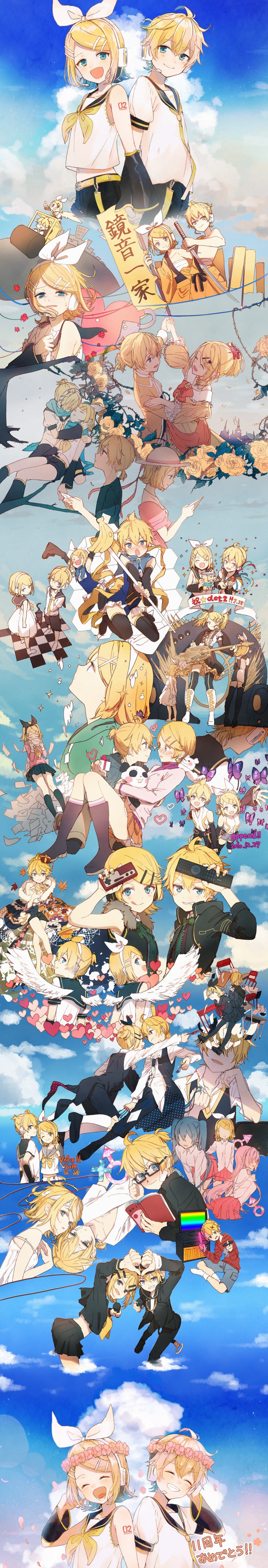 hatsune miku, kagamine rin, kagamine len, megurine luka, riliane lucifen d'autriche, and 4 more (vocaloid and 28 more) drawn by jam_(zamuchi)