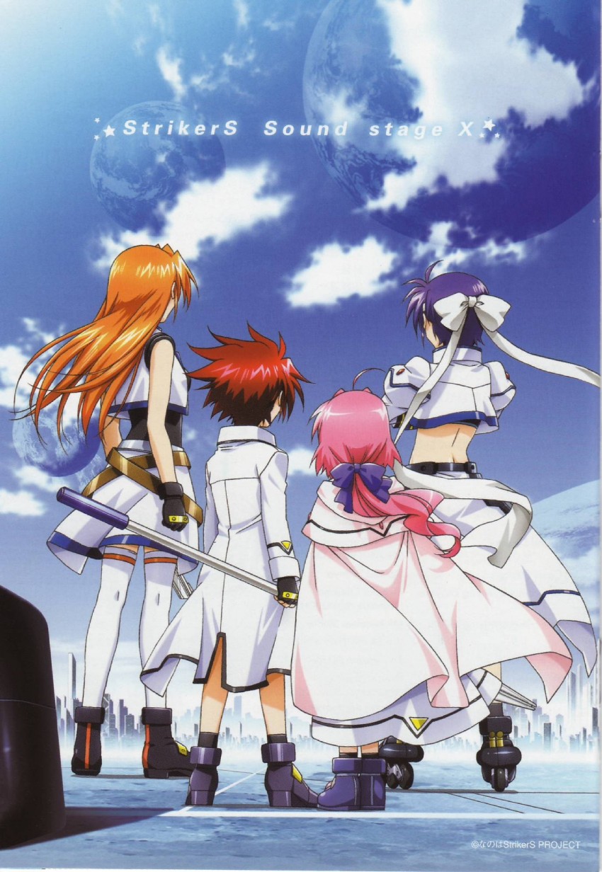 subaru nakajima, teana lanster, caro ru lushe, erio mondial, cross mirage, and 2 more (lyrical nanoha and 2 more) drawn by okuda_yasuhiro