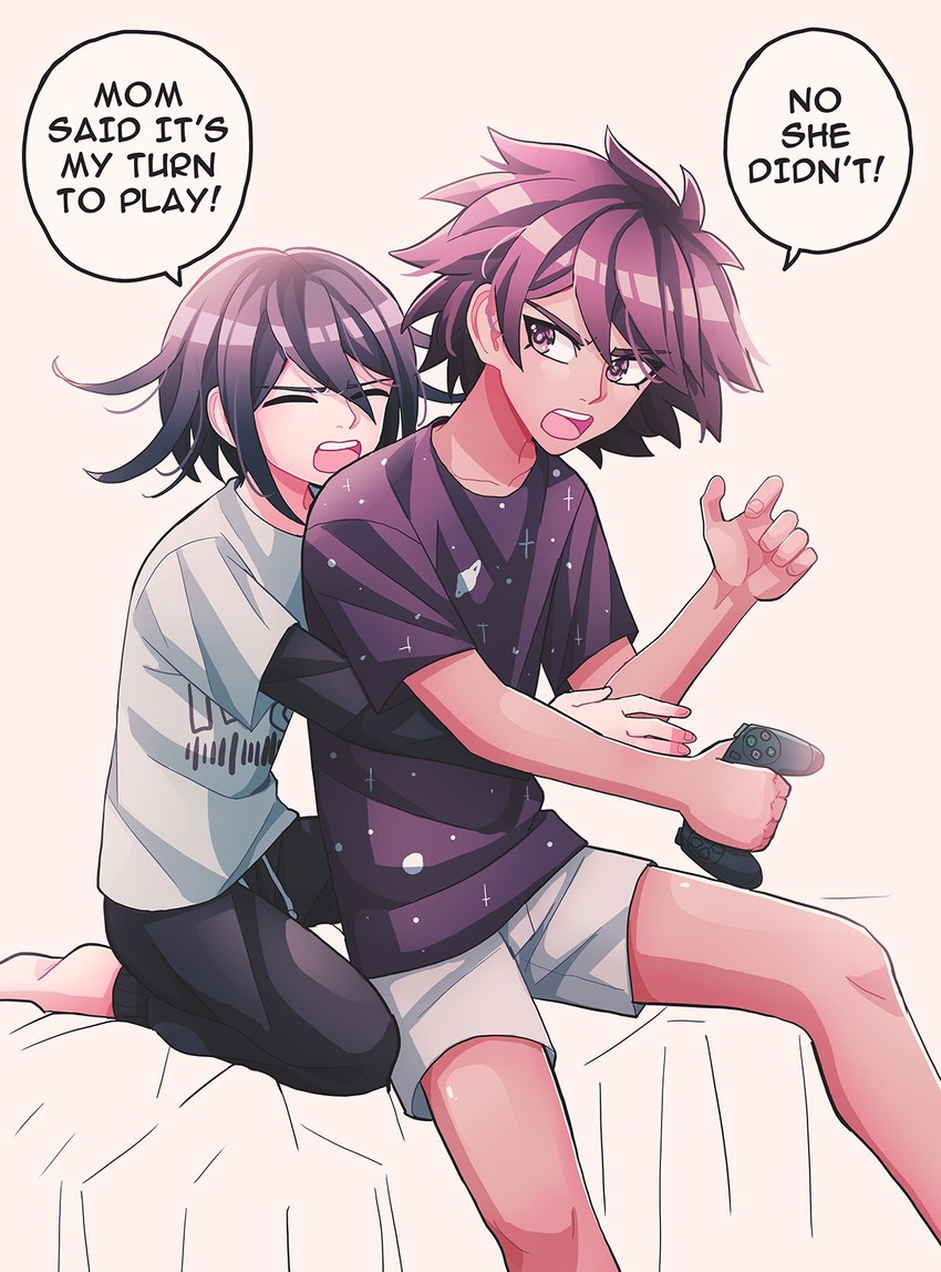oma kokichi and momota kaito (danganronpa and 1 more) drawn by cheer_(cheerpuppy14)