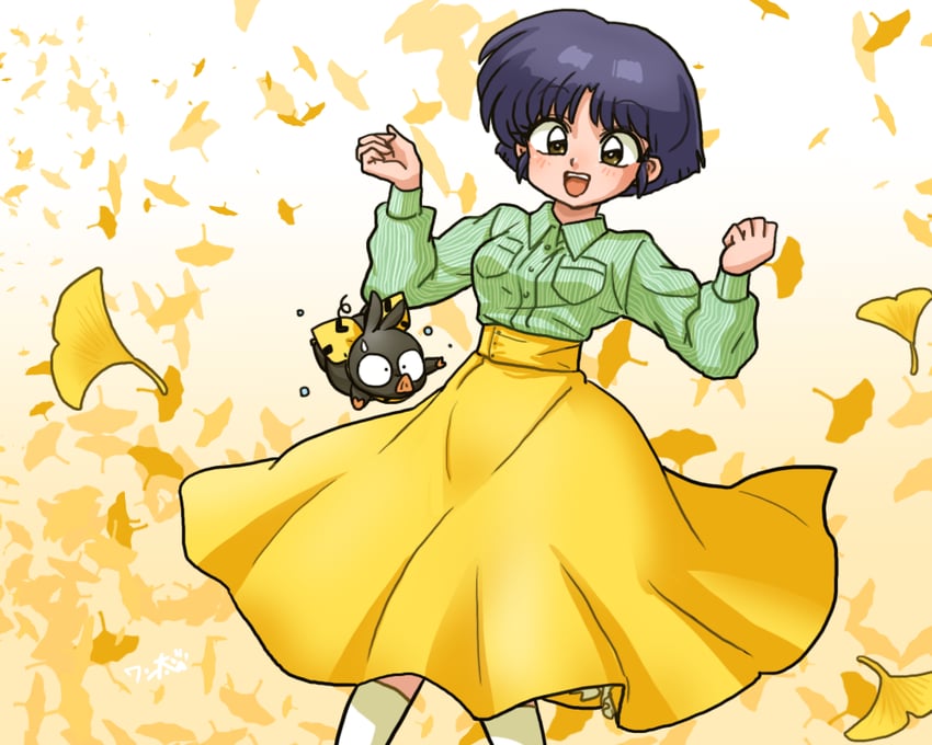 tendou akane and p-chan (ranma 1/2) drawn by wanta_(futoshi)