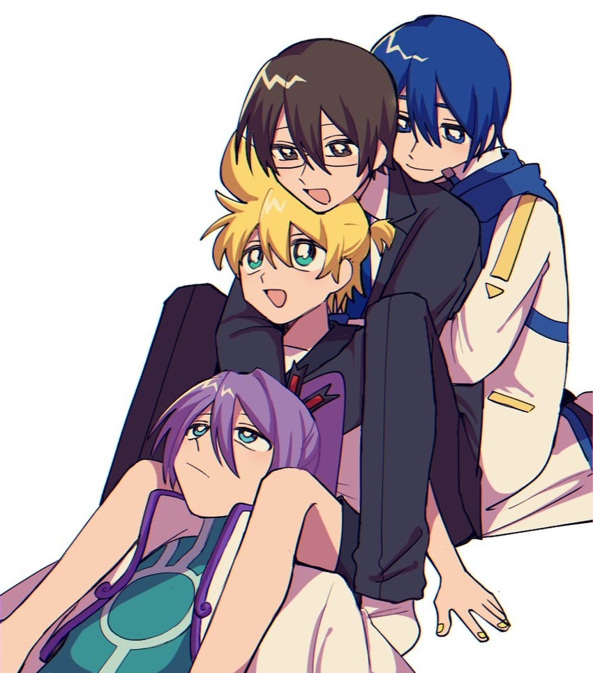 kagamine len, kaito, kamui gakupo, and hiyama kiyoteru (vocaloid) drawn by neko_chenna