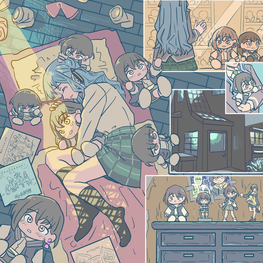 chihaya anon, togawa sakiko, nagasaki soyo, shiina taki, takamatsu tomori, and 1 more (bang dream! and 1 more) drawn by anjuro_zeeku