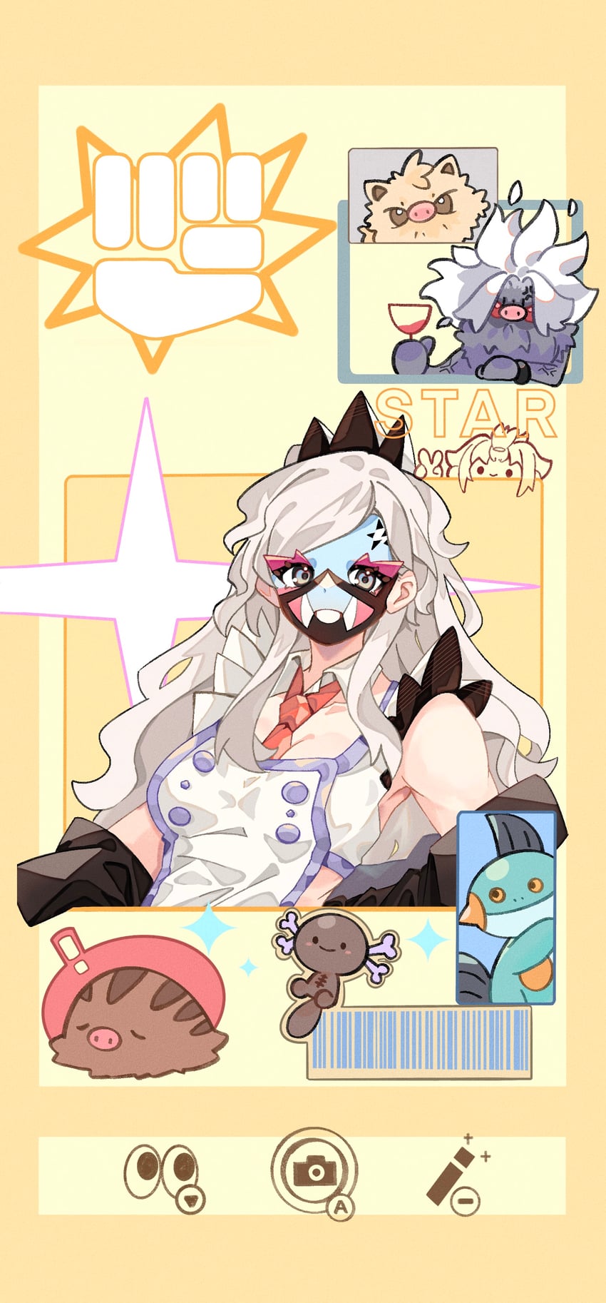 paldean wooper, swinub, eri, marshtomp, mankey, and 1 more (pokemon and 1 more) drawn by dafenpipixia