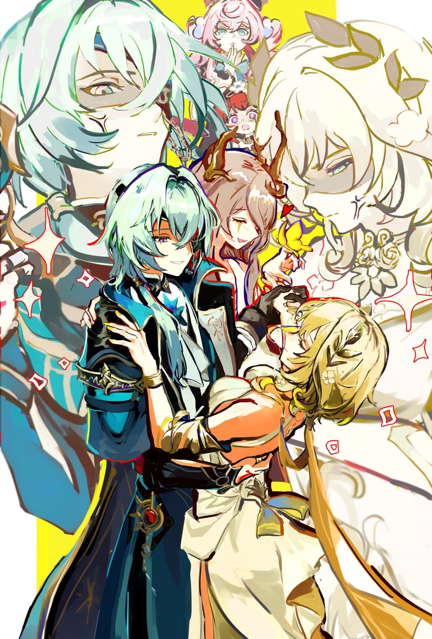 aglaea, anaxa, hyacine, tribbie, and calypso (honkai and 1 more) drawn by fis6019
