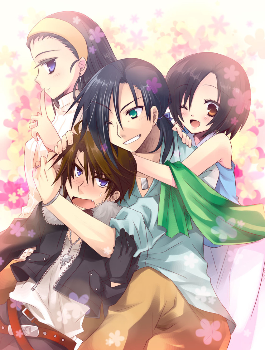squall leonhart, laguna loire, ellone, and raine loire (final fantasy and 1 more) drawn by izumi_makoto