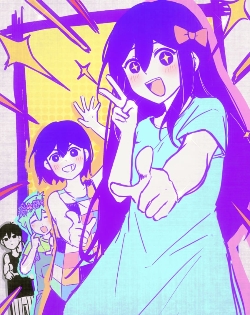 omori, basil, aubrey, and kel (omori) drawn by bailan1130