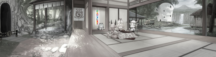 serval, lucky beast, caracal, and mirai (kemono friends) drawn by murakami_hisashi