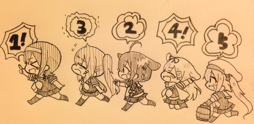 shigure, yuudachi, shigure kai ni, yuudachi kai ni, murasame, and 2 more (kantai collection) drawn by jako_(jakoo21)