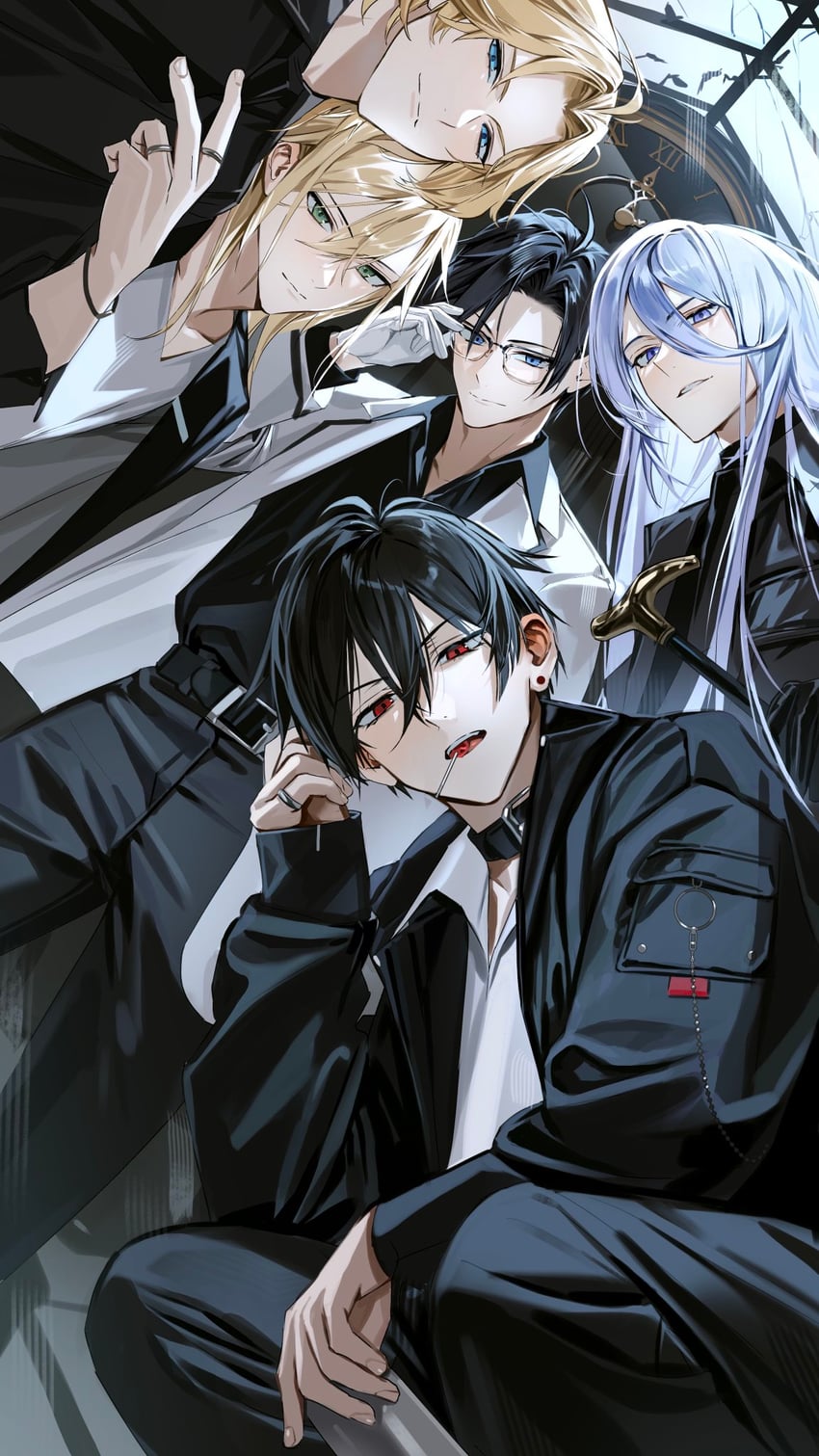alkaid mcgrath, cael anselm, ayn alwyn, lars rorschach, and clarence clayden (lovebrush chronicles) drawn by keki_chogyegi