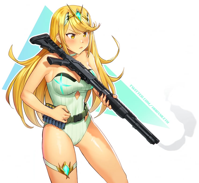 mythra (xenoblade chronicles and 1 more) drawn by mleth