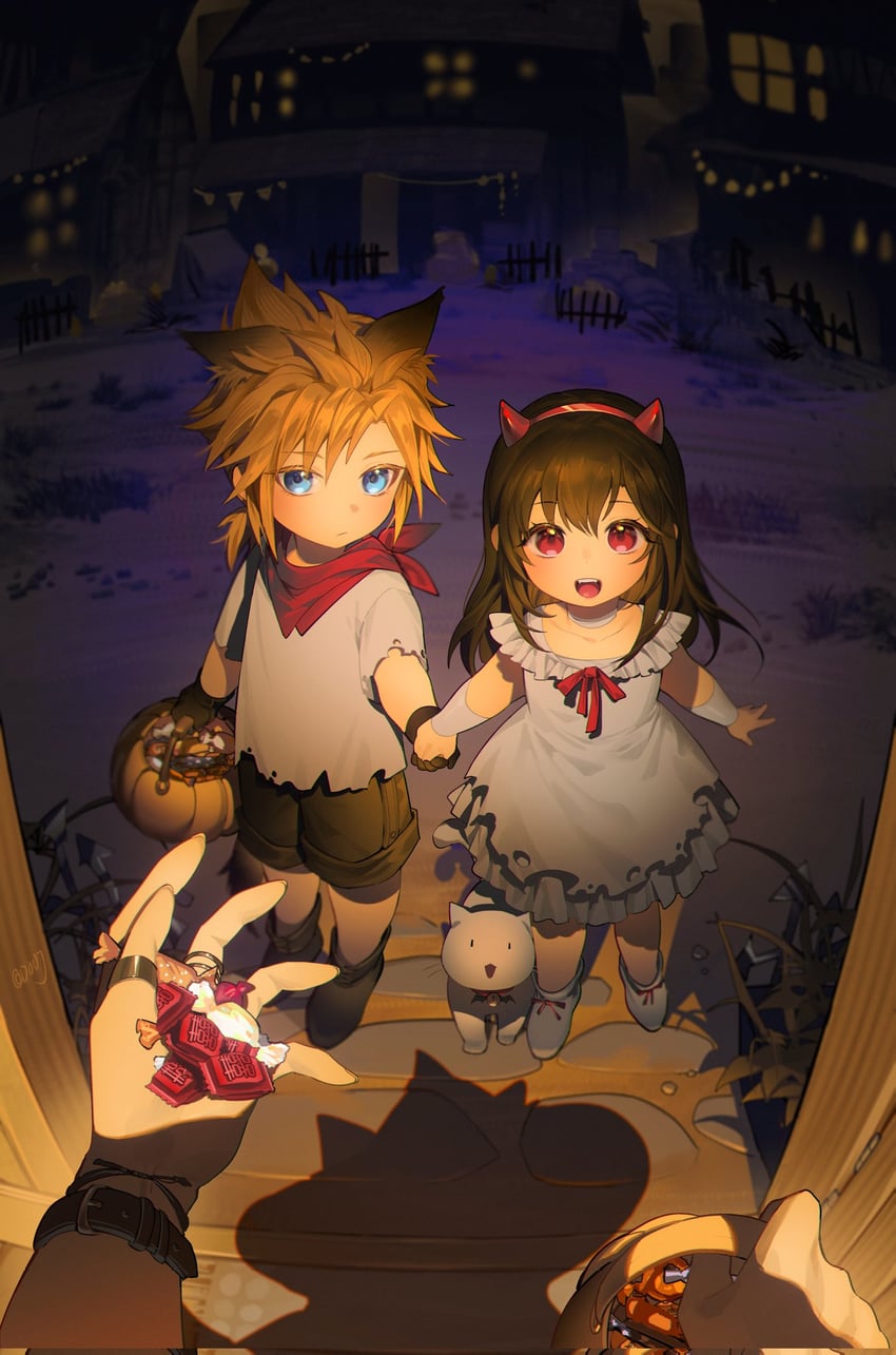 tifa lockhart, cloud strife, and maru (final fantasy and 2 more) drawn by duoj_ji