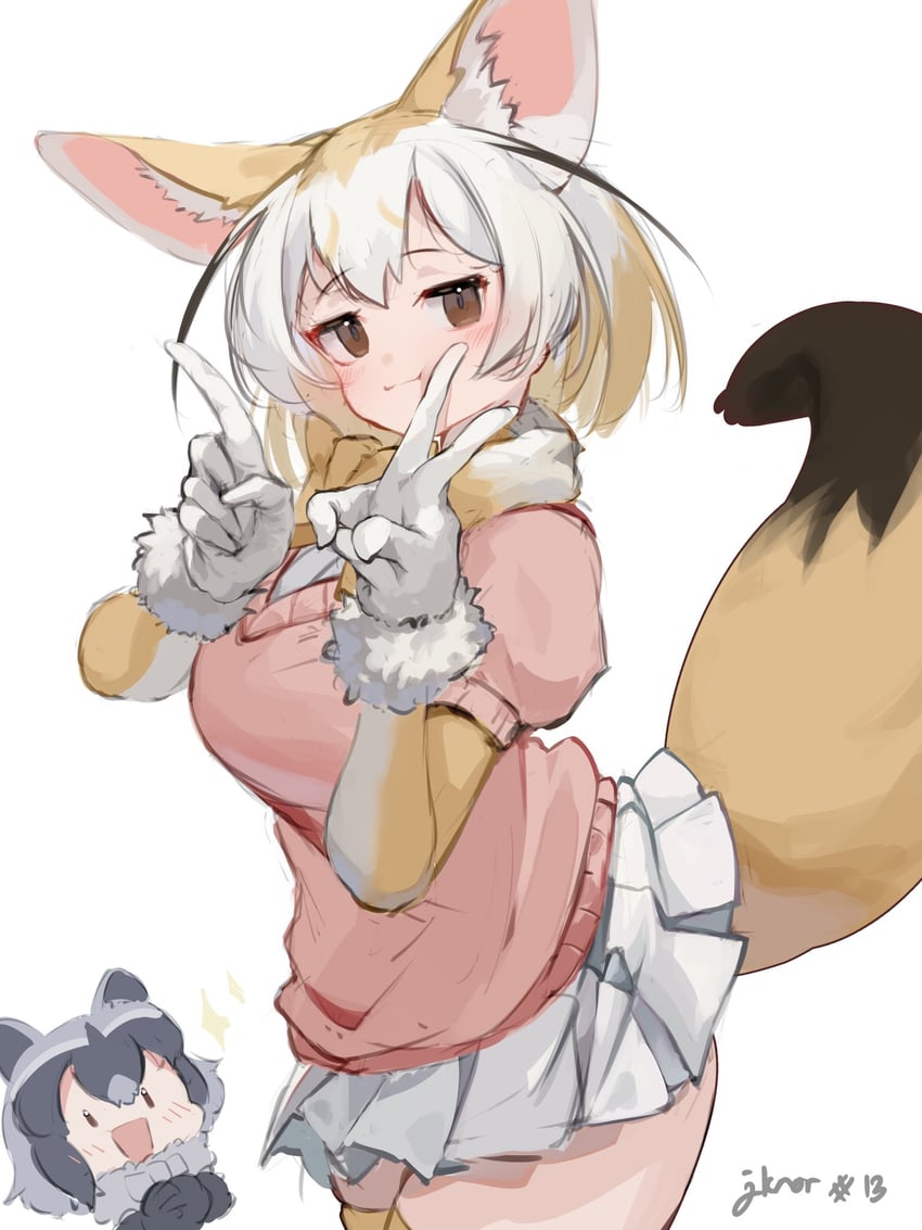 common raccoon and fennec (kemono friends) drawn by jknor