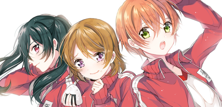 yazawa nico, hoshizora rin, and koizumi hanayo (love live! and 1 more) drawn by nennen