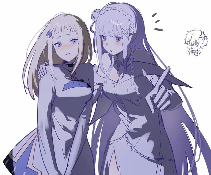emilia, regulus corneas, and sylphy (re:zero kara hajimeru isekai seikatsu) drawn by mo_so_010