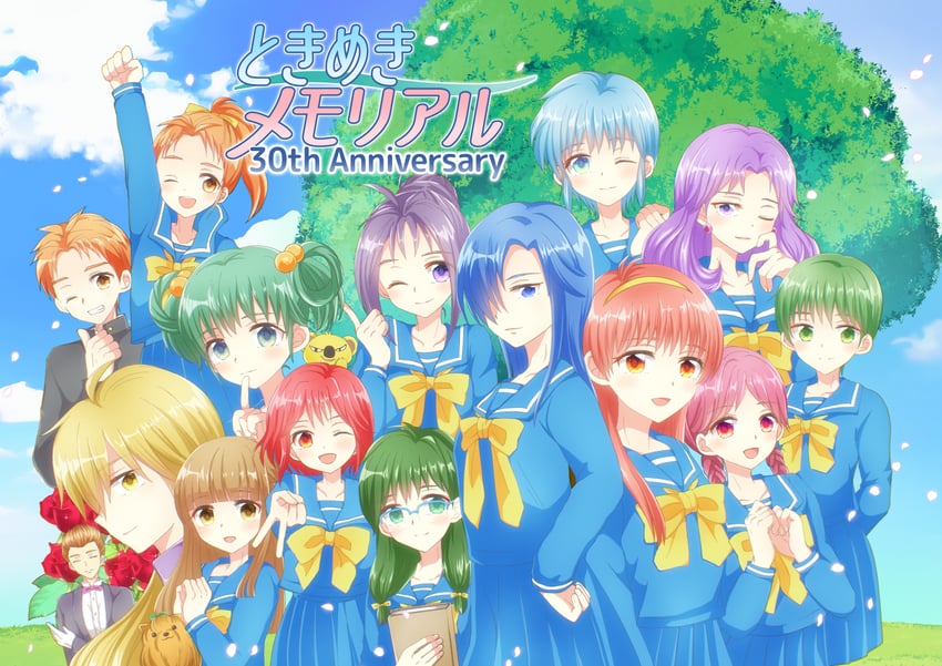 fujisaki shiori, nijino saki, tatebayashi miharu, himoo yuina, asahina yuko, and 11 more (tokimeki memorial and 1 more) drawn by pogemi