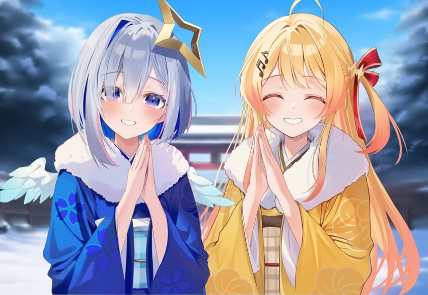 amane kanata and otonose kanade (hololive and 1 more) drawn by uekana9