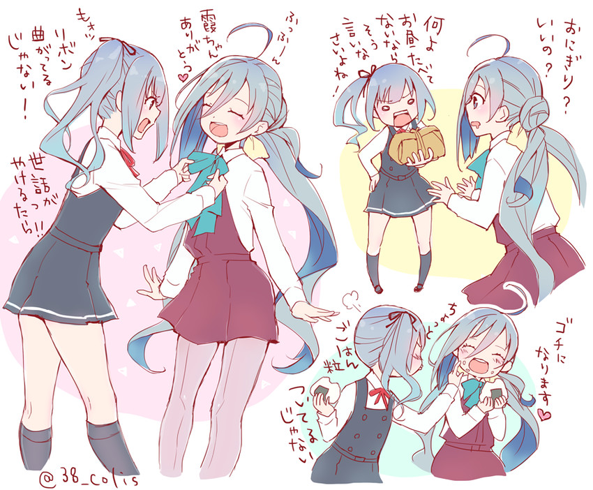 kasumi, kiyoshimo, and kasumi kai ni (kantai collection) drawn by colis