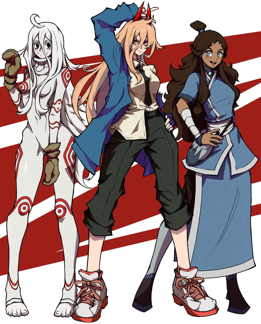 power, katara, and shiro (chainsaw man and 3 more) drawn by kekel