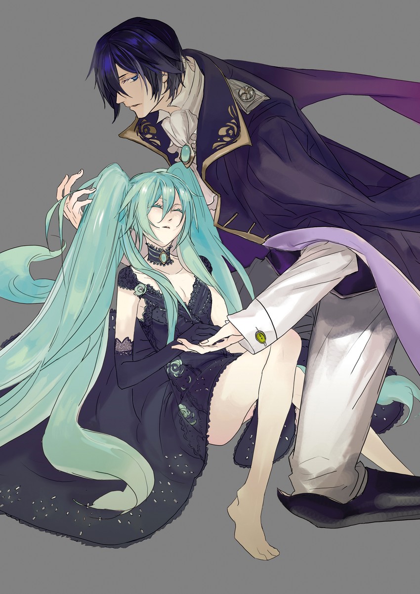 hatsune miku and kaito (vocaloid and 1 more) drawn by cake_(dangaonuo)