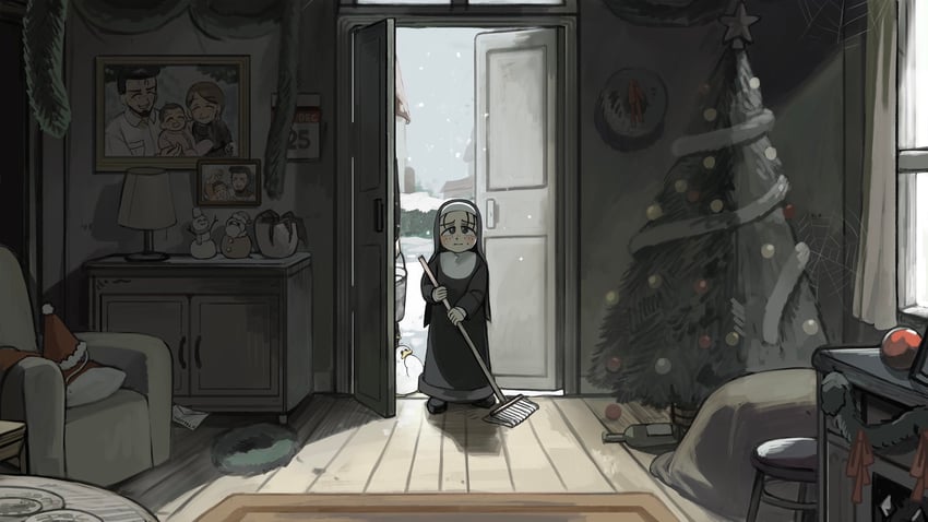 freckles nun and freckles nun's father (little nuns) drawn by diva_(hyxpk)