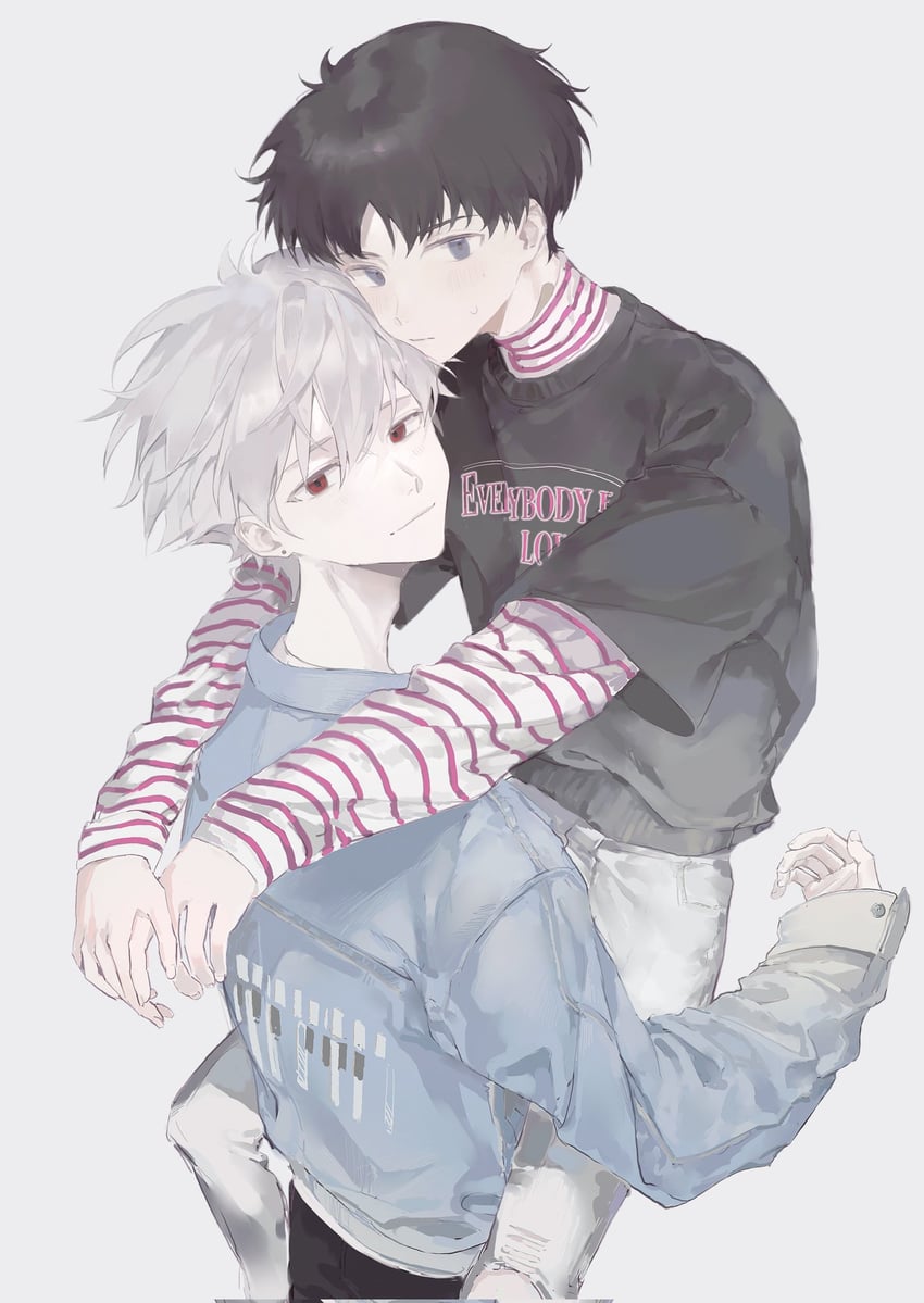 ikari shinji and nagisa kaworu (neon genesis evangelion) drawn by fengguai