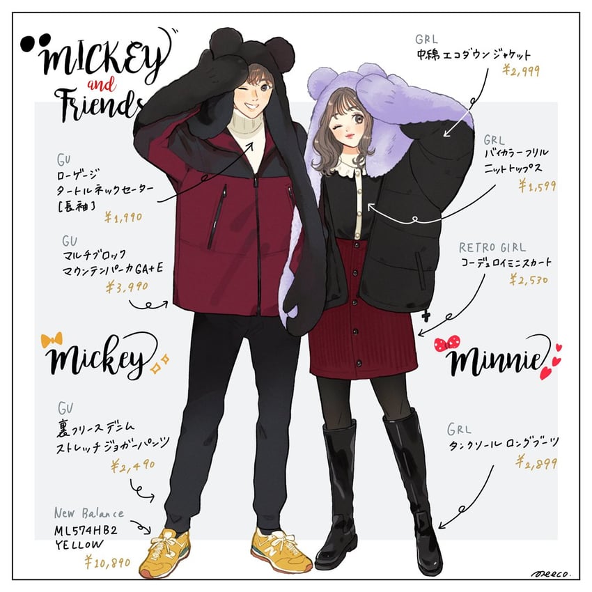 mickey mouse and minnie mouse (mickey mouse & friends) drawn by meecosme