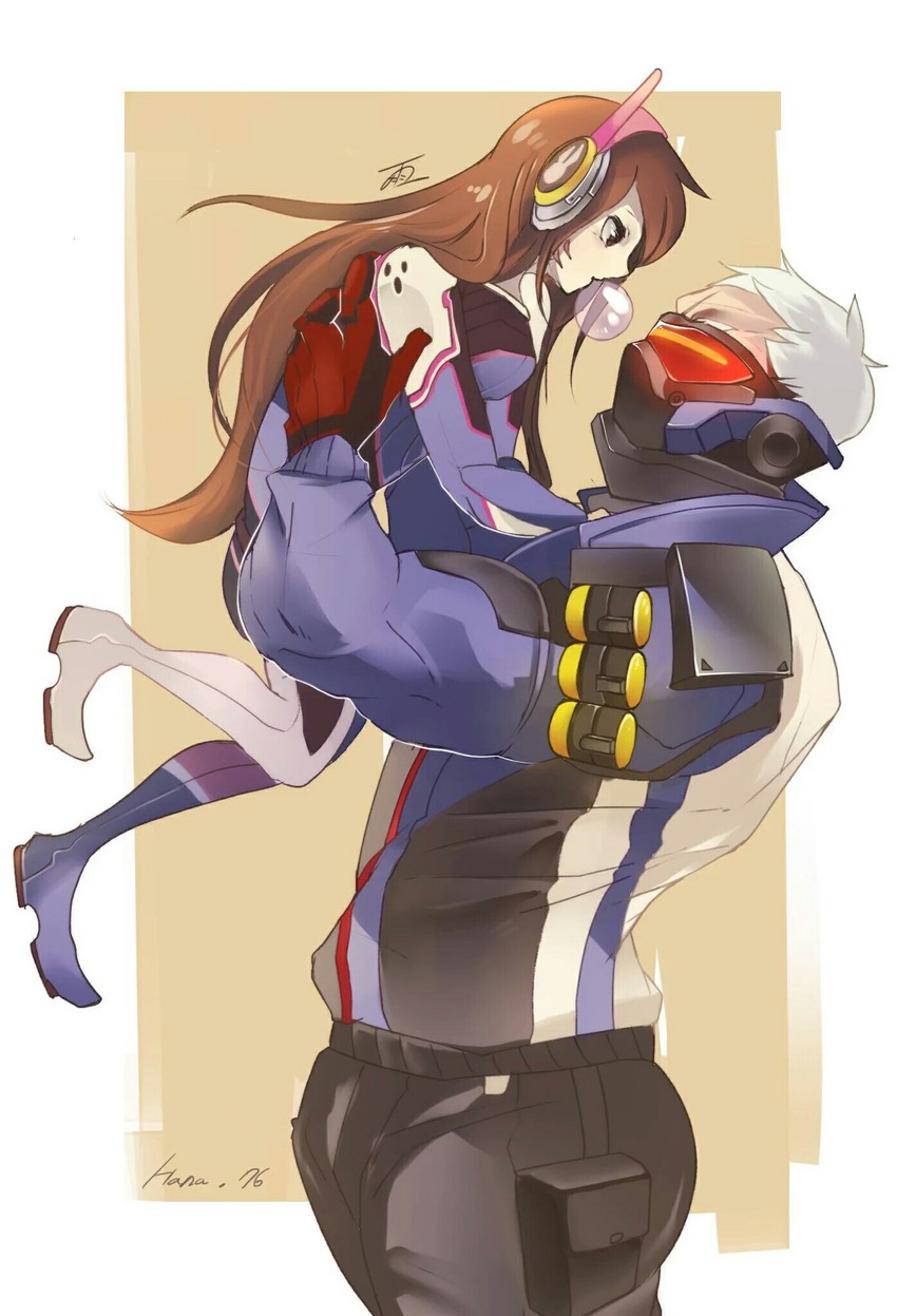 d.va and soldier: 76 (overwatch and 1 more) drawn by yuu_(wufflybear)
