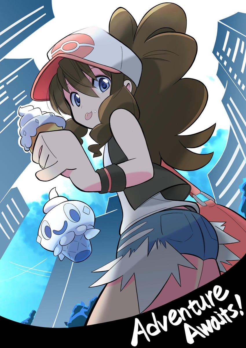 hilda and vanillite (pokemon and 1 more) drawn by rascal_(feuille)