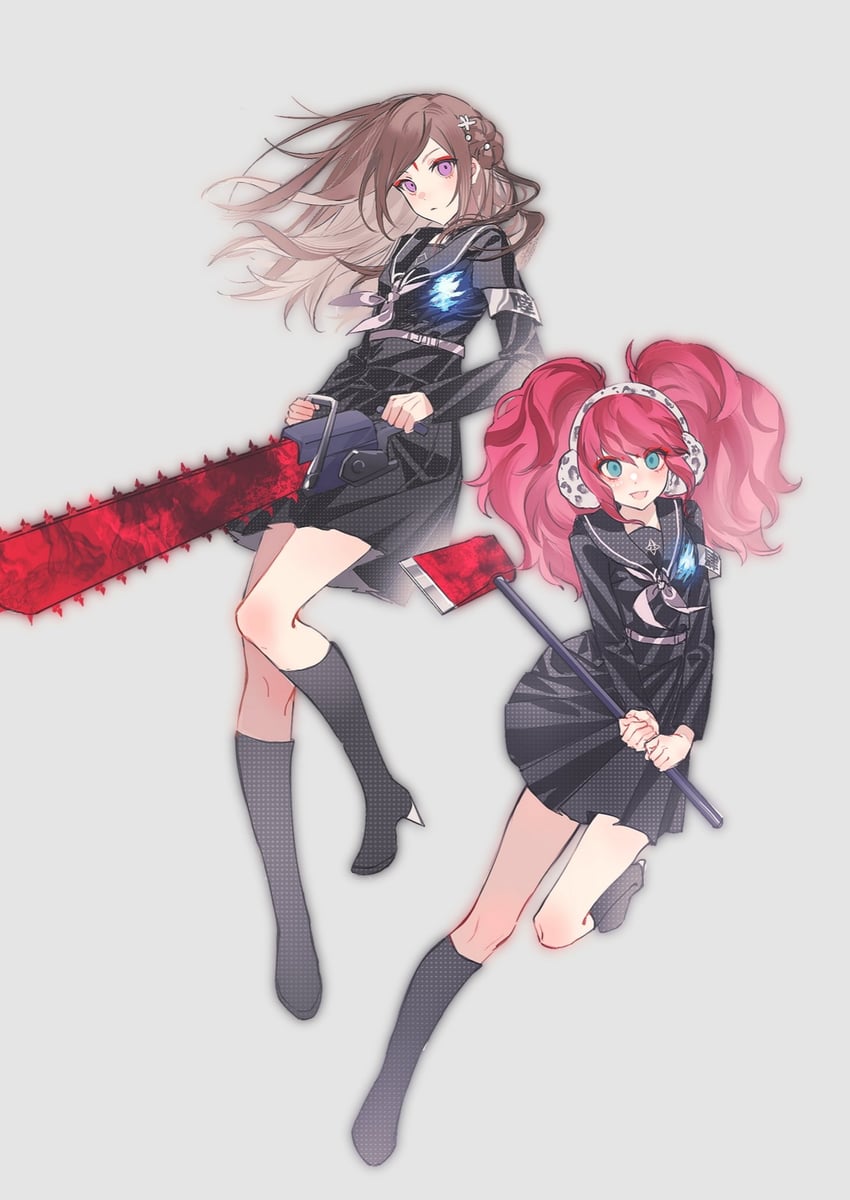 yotsuba and kurashiki akane (the hundred line -last defense academy- and 2 more) drawn by illowine