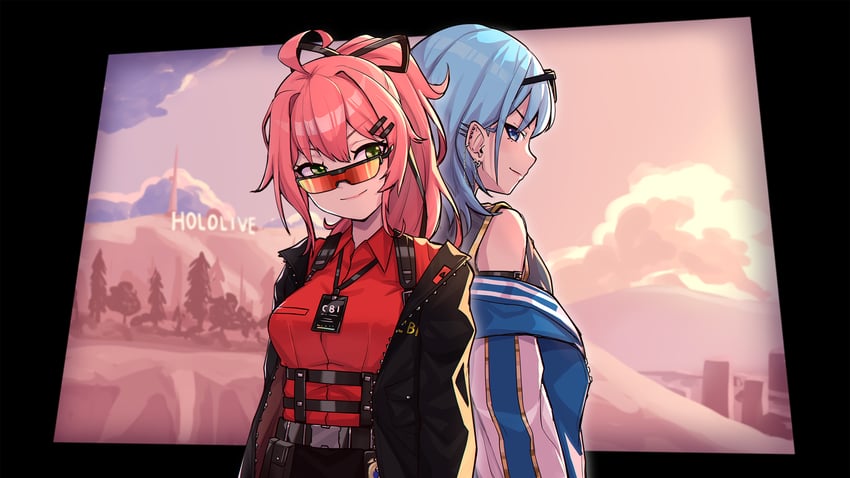 hoshimachi suisei and sakura miko (hololive and 3 more) drawn by arked_(arkedmp)