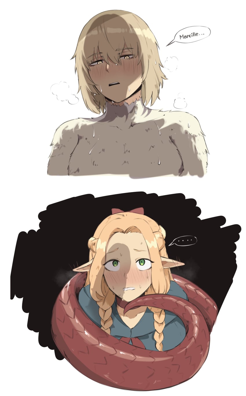 marcille donato and falin touden (dungeon meshi) drawn by evaleen_d
