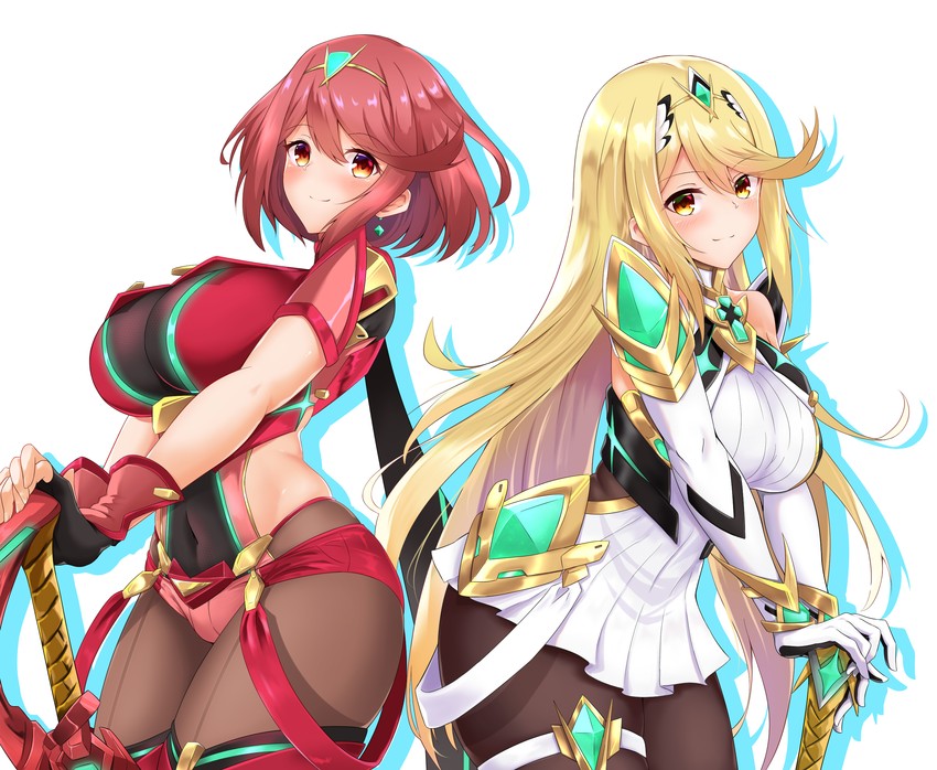 pyra and mythra (xenoblade chronicles and 2 more) drawn by reirall