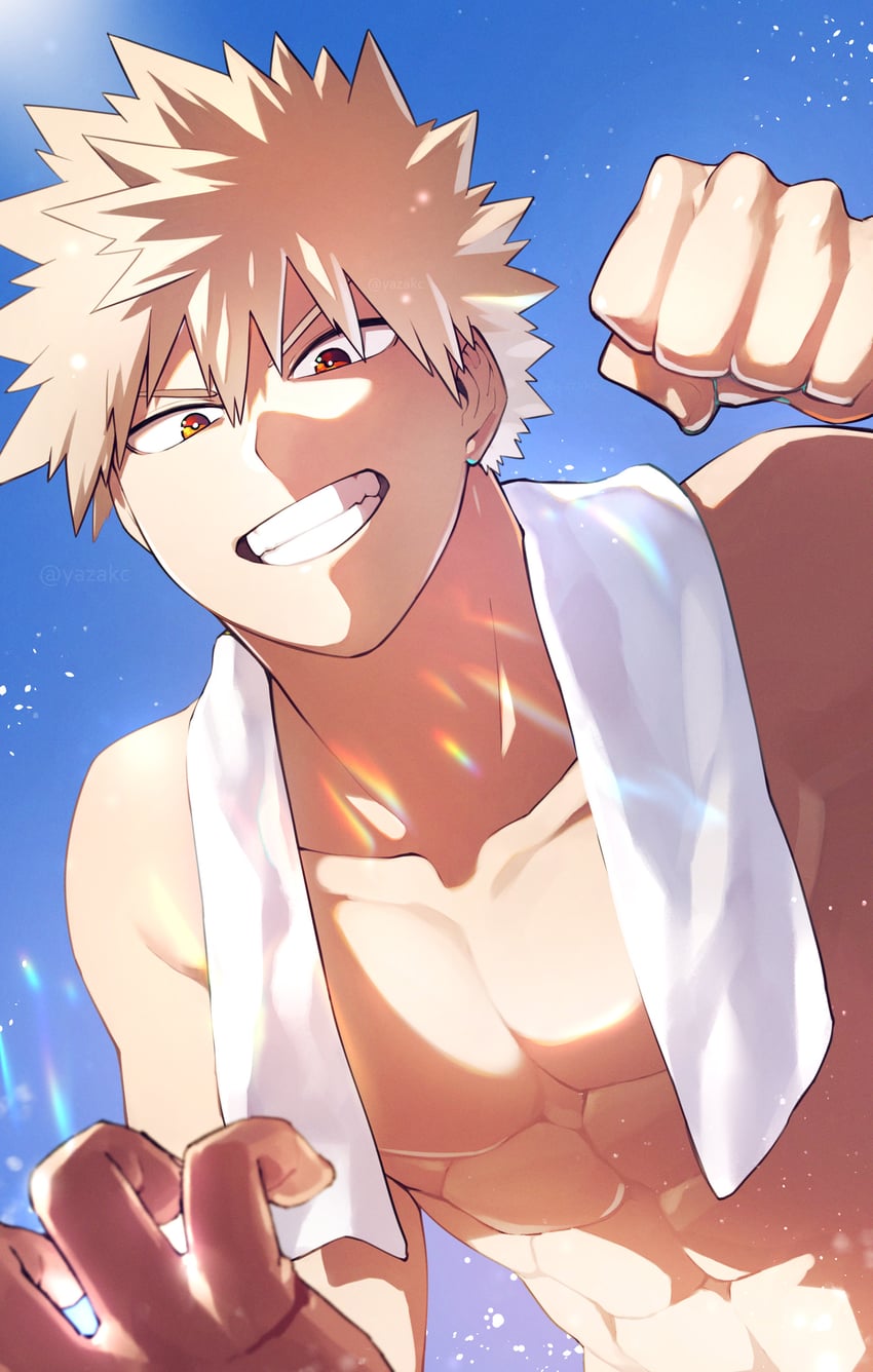 midoriya izuku and bakugou katsuki (boku no hero academia) drawn by yazaki_(yazakc)
