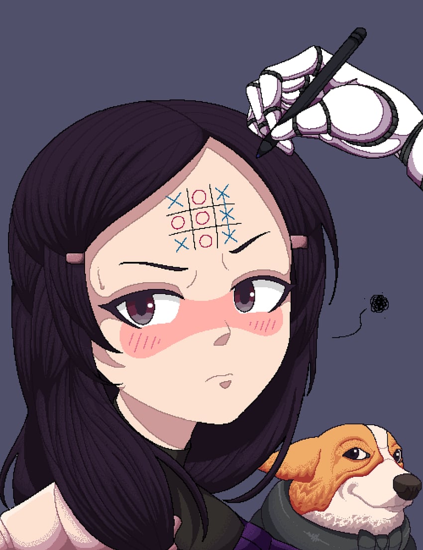 rad shiba, betty, and deal (va-11 hall-a) drawn by dilemma_(fakefakehoshii)