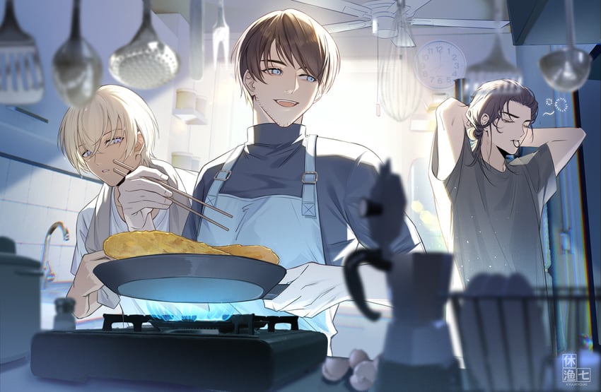 amuro tooru, akai shuuichi, and scotch (meitantei conan) drawn by sevenaklausv