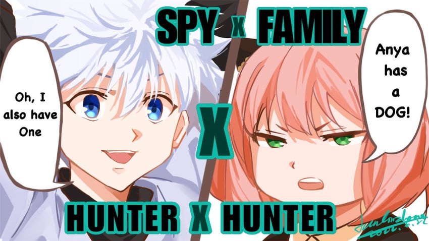 anya and killua zoldyck (spy x family and 1 more) drawn by linlinzhong