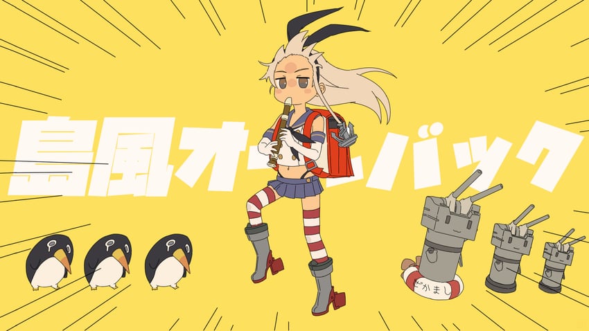 shimakaze, rensouhou-chan, and failure penguin (kantai collection and 2 more) drawn by tsuyu_shigure