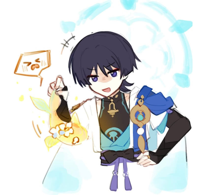 lumine, scaramouche, and wanderer (genshin impact) drawn by huhu_norii