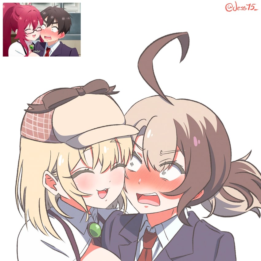 watson amelia, gigi murin, aijou rentarou, and yakuzen kusuri (hololive and 2 more) drawn by jess75