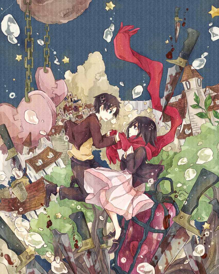 mikasa ackerman and eren yeager (shingeki no kyojin) drawn by basara_masa