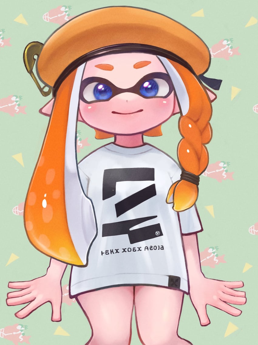 inkling player character and inkling girl (splatoon) drawn by oekakirisuke